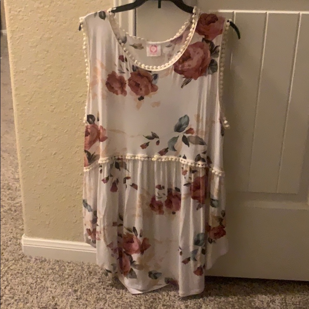 Wanna B Rose Print Flow Lace Tank - Rayon/Spandex